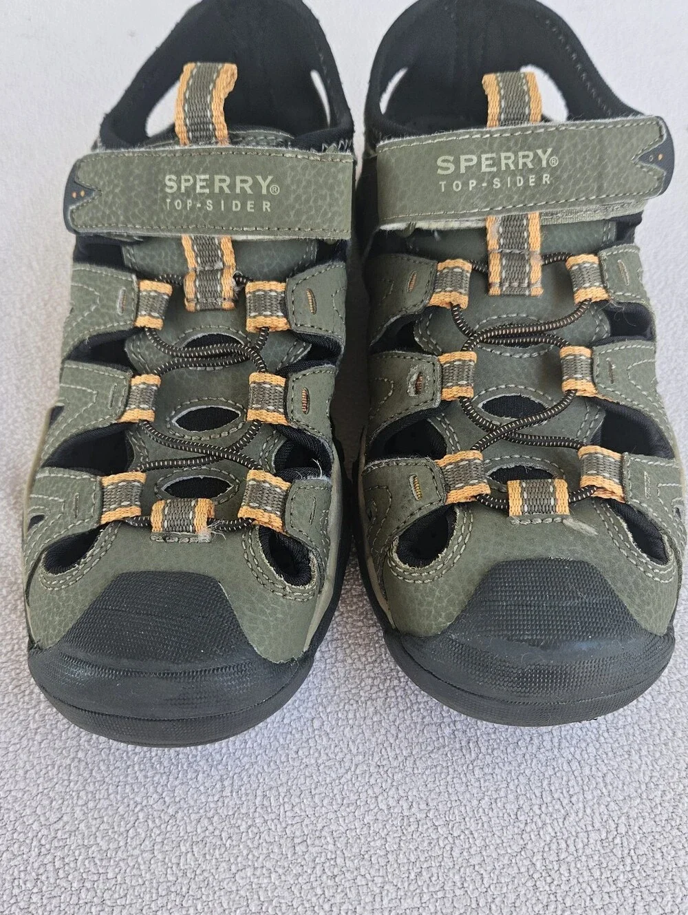 Sperry Top-Sider Wet Tech Fisherman Hiking Sandals Youth SZ 3 Olive Green Black